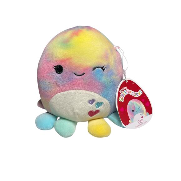 Squishmallows Opal The Octopus Tie Dye Valentine Squad 5” Plush Toy NWT 2022 - Picture 1 of 9
